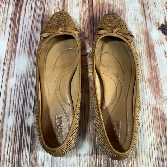 Born CARRIE Women's Size 9 Tan Brown Cork Snake Print Ballet Flats Loafers Shoes - Picture 5 of 10